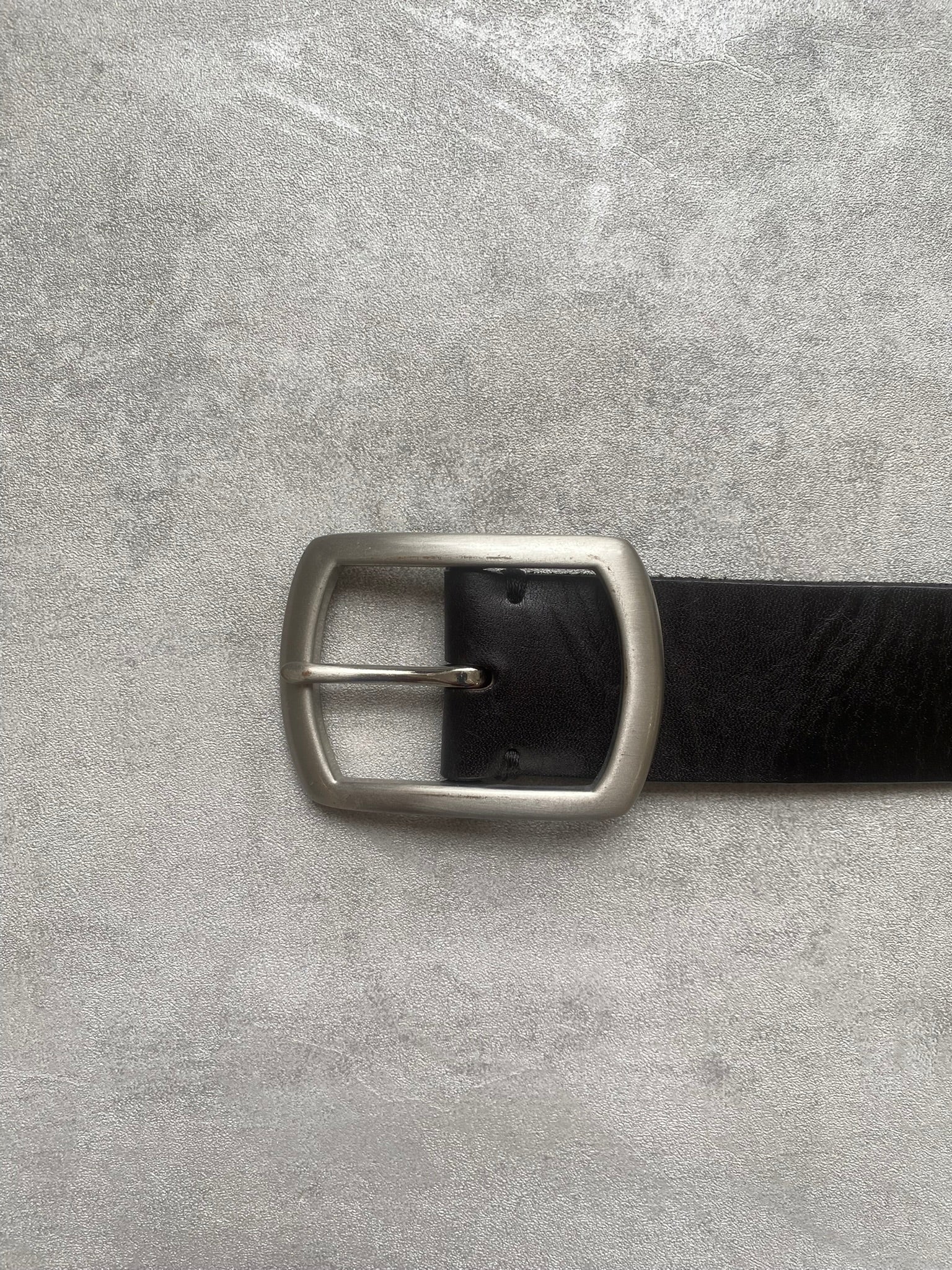 Vintage Black Braided Leather Belt Genuine Leather Belt 90s Silver Buckle Size