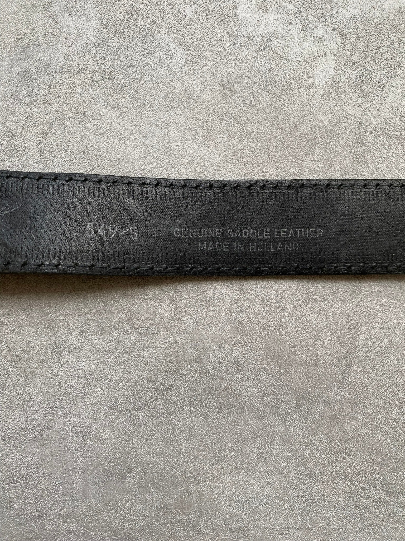 Vintage Saddle Leather Belt Black Brass Buckle Size Small