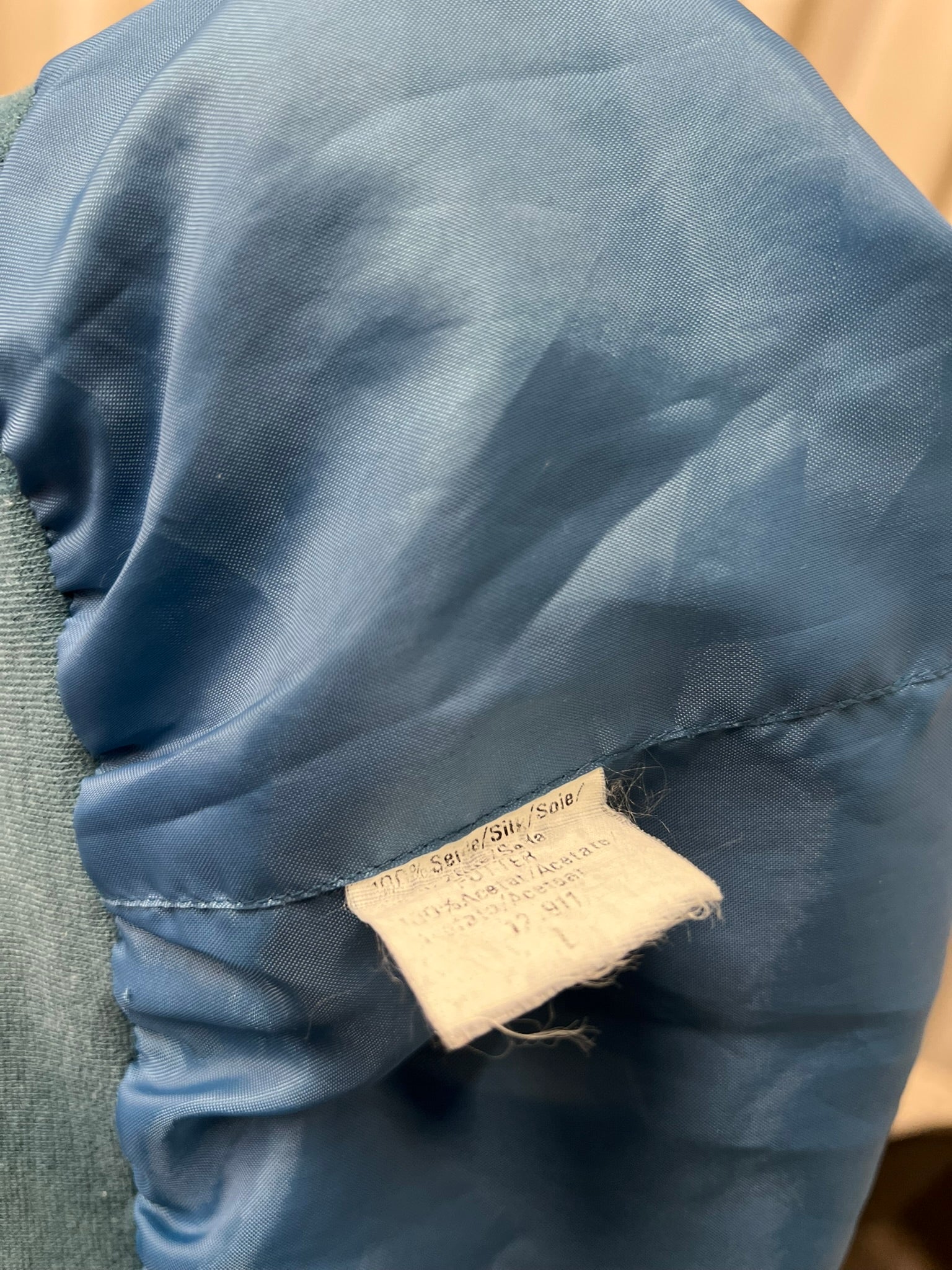 Vintage 1980s Mark Adam Teal Blue Silk Bomber Jacket 100% Silk Vintage Korean Genuine Silk Lightweight Oversized Women's Jacket Size L