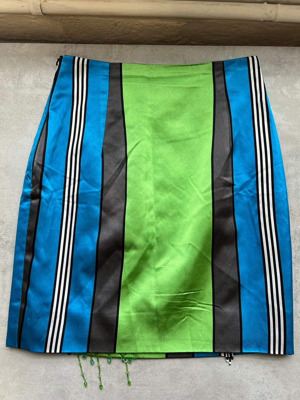 Vintage 1970s Silk Skirt Beaded Mini Skirt ALMA Couture Italian Made 100% Silk Skirt Beaded Panel True Vintage Size Small UK 8
