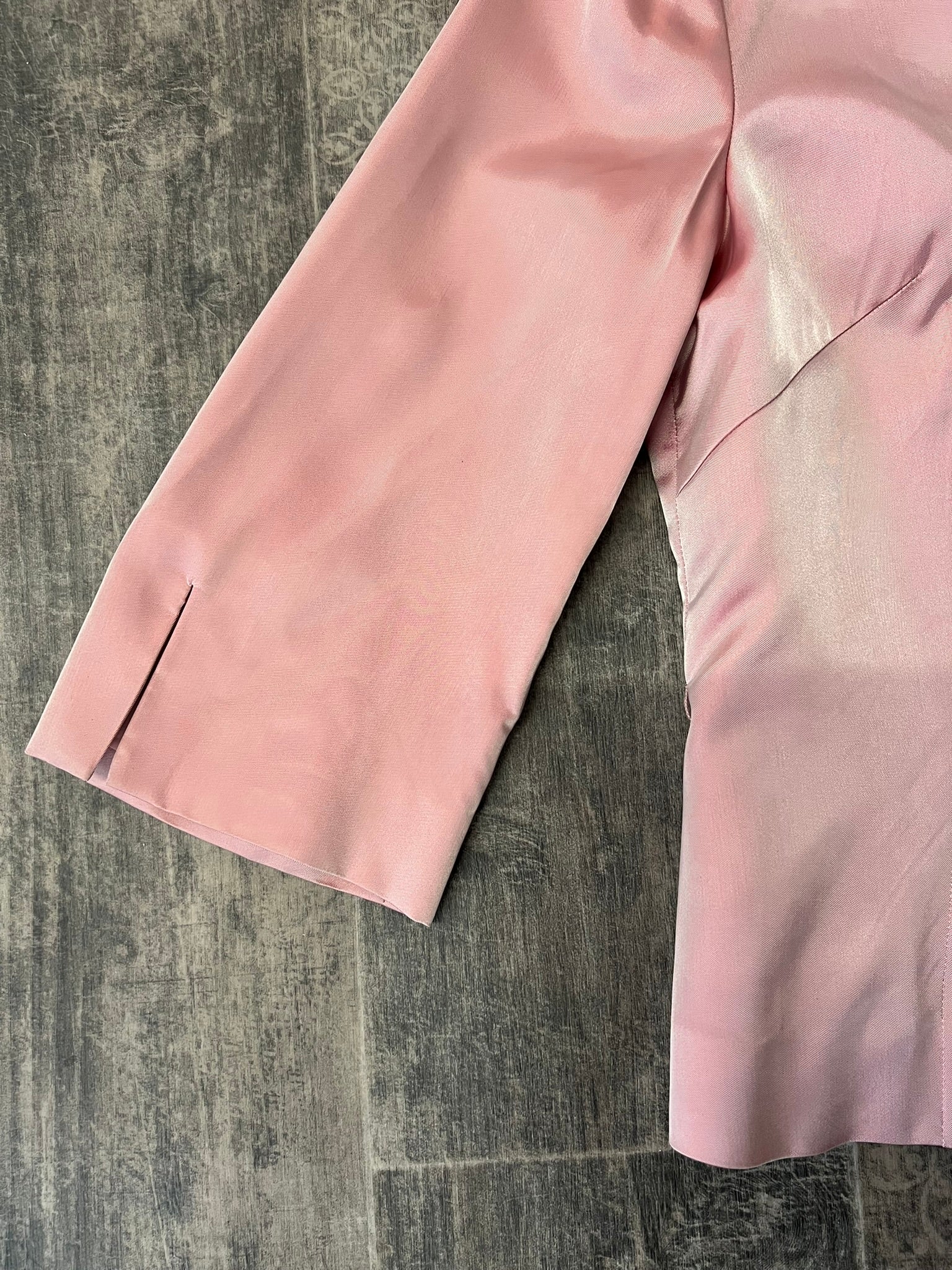 Vintage Pink Satin Suit Two Piece Jesiré Trousers and Blazer Set Co Ord UK 8