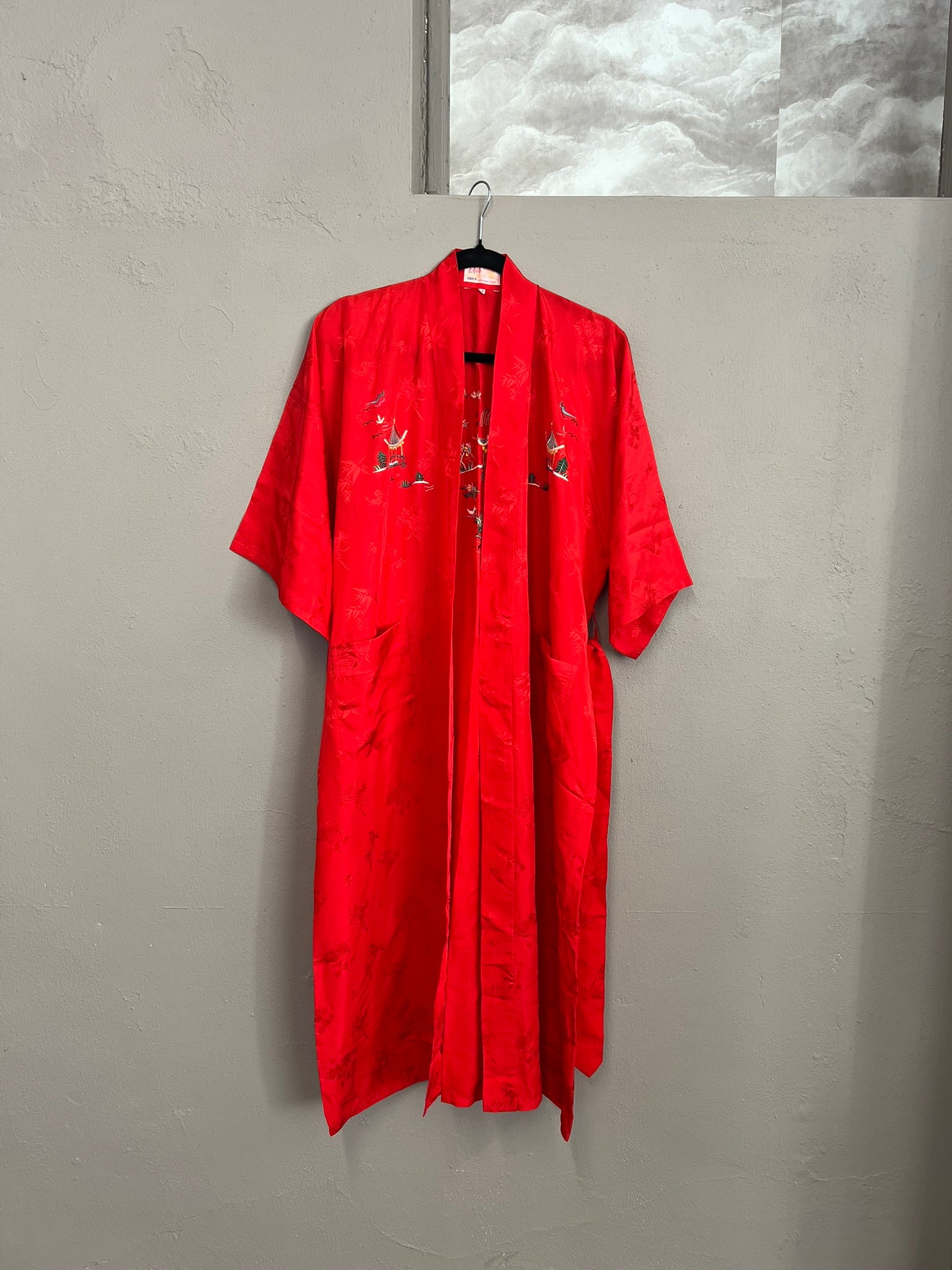 Kimono Robe Vintage 1980s Embroidered Chinese Style Dressing Gown