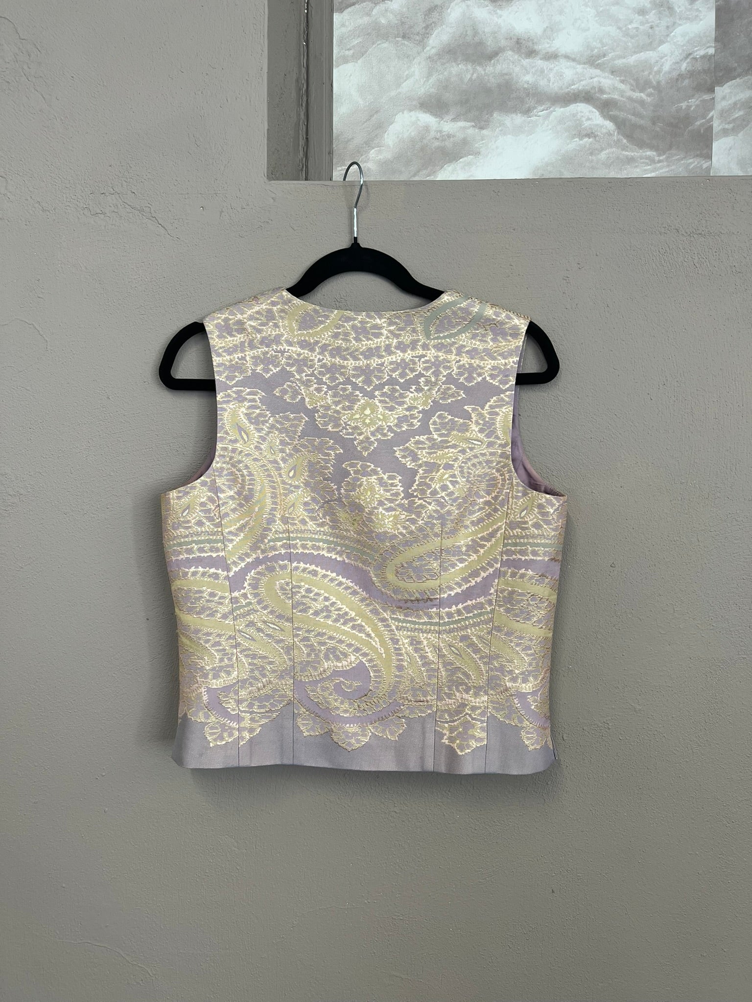 Vintage Waistcoat Purple Gold Paisley Embroidered Vest