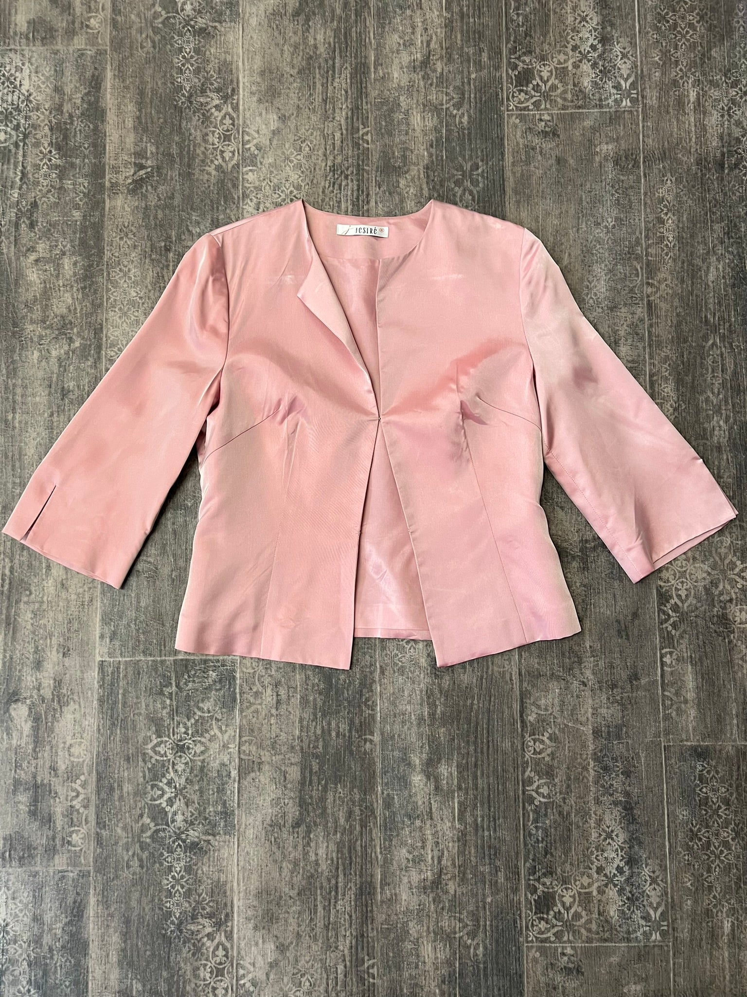 Vintage Pink Satin Suit Two Piece Jesiré Trousers and Blazer Set Co Ord UK 8