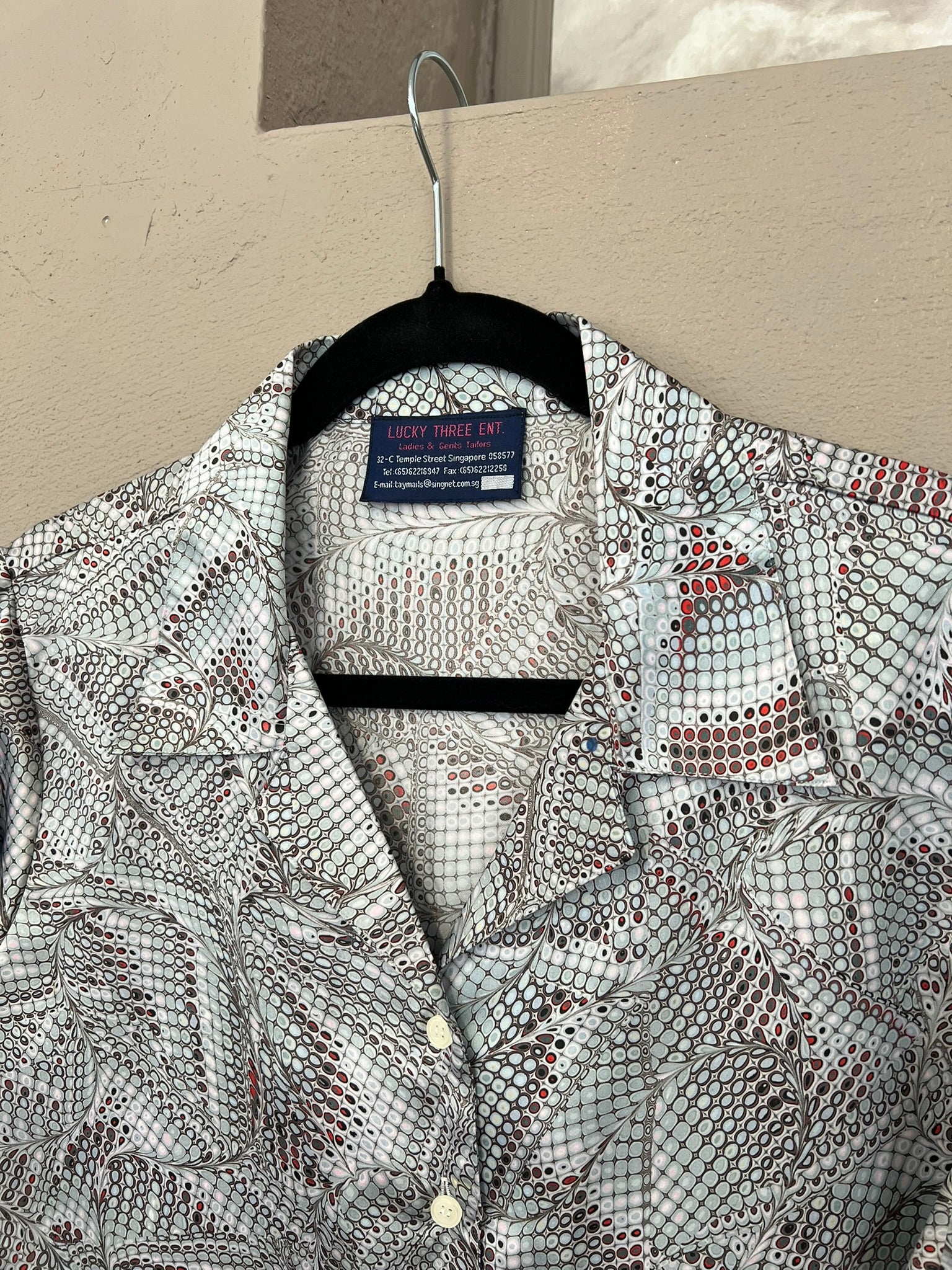 Y2K Silky Snake Print Shirt Abstract Geometric Button Up UK 14