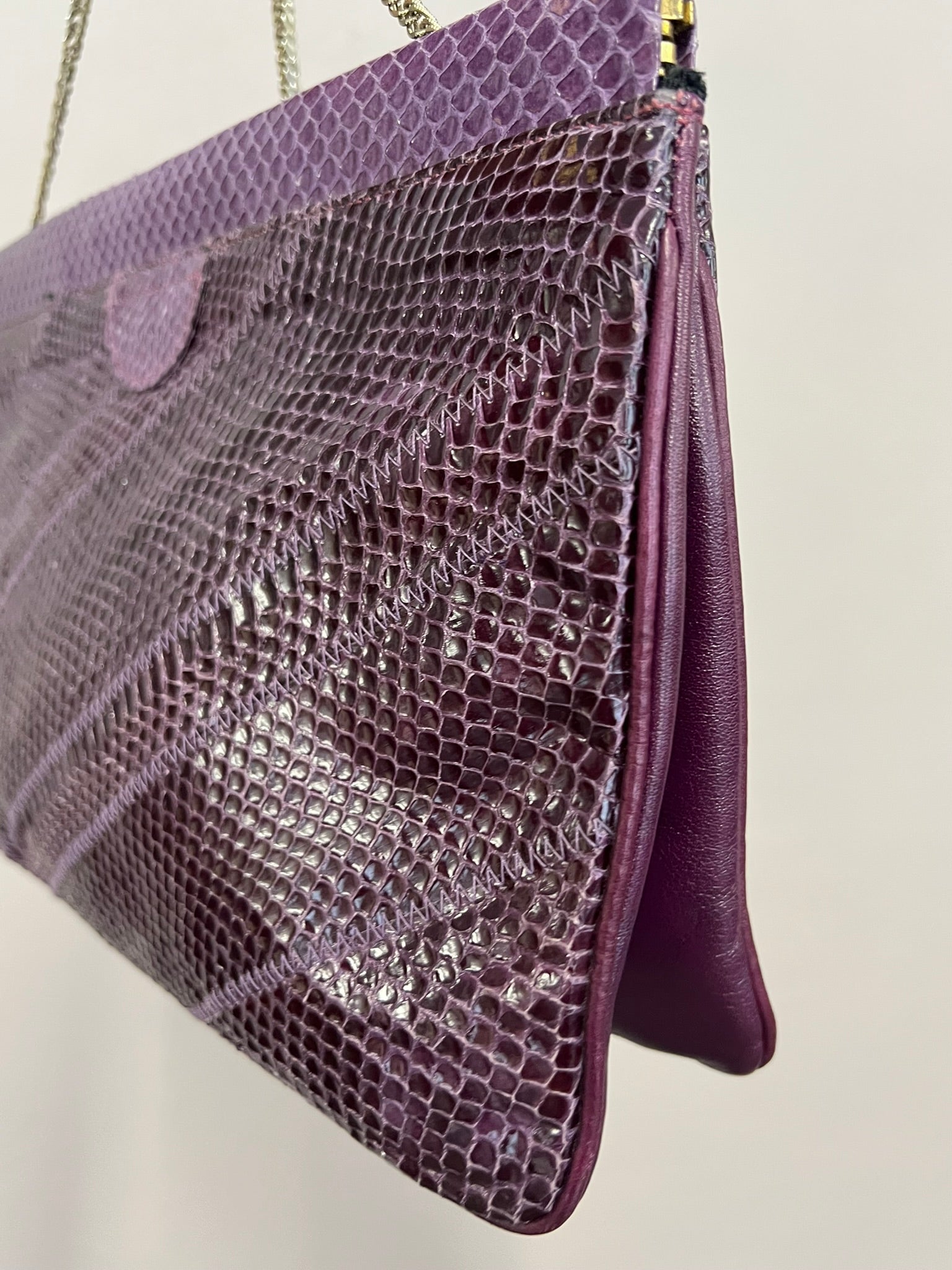 True Vintage 60s Purple Snakeskin Clutch Bag Evening Bag Snakeskin Crossbody