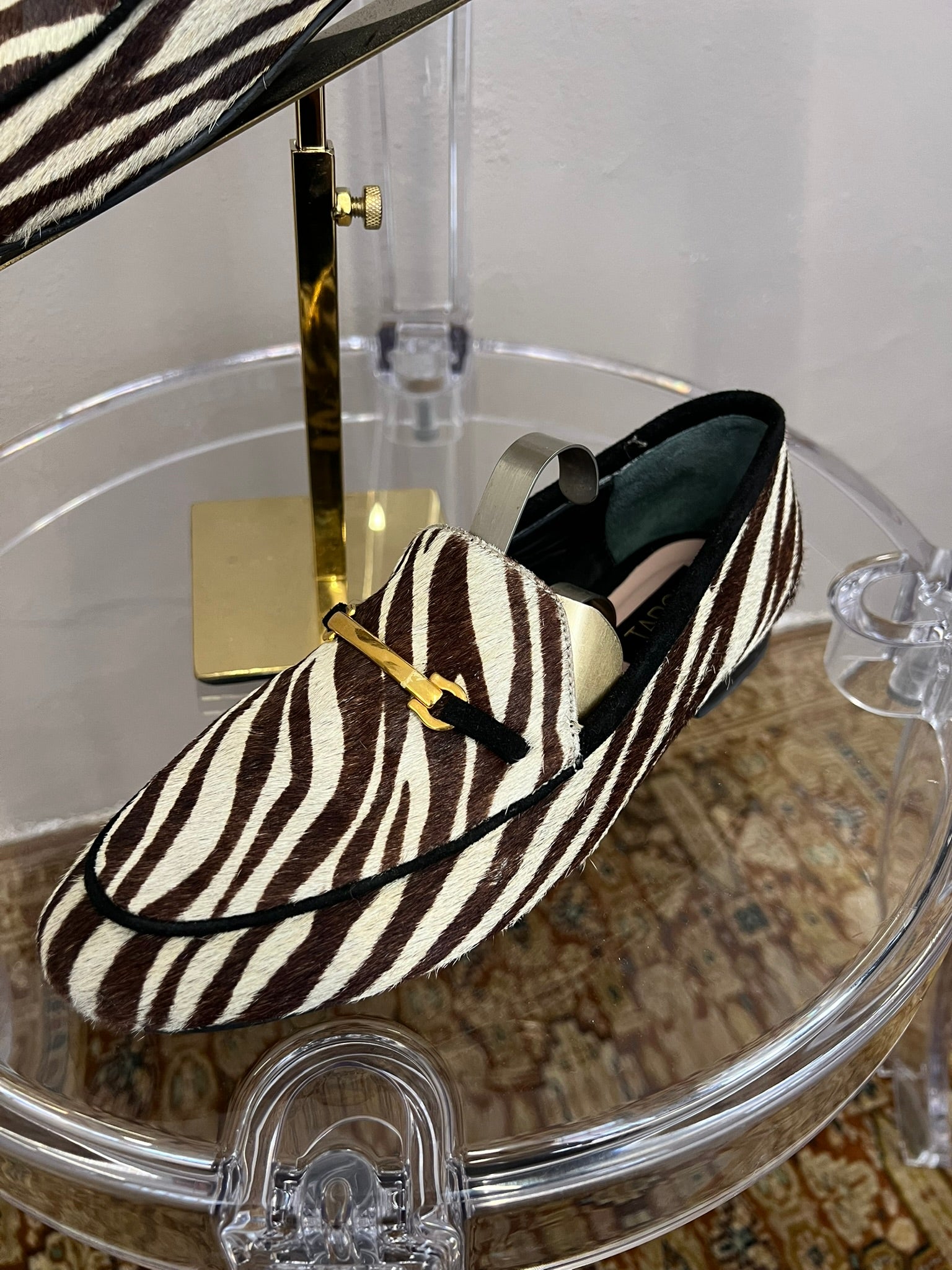 Zebra Ballet Loafer Shoes Brown Horsebit Detail Womens Size 5