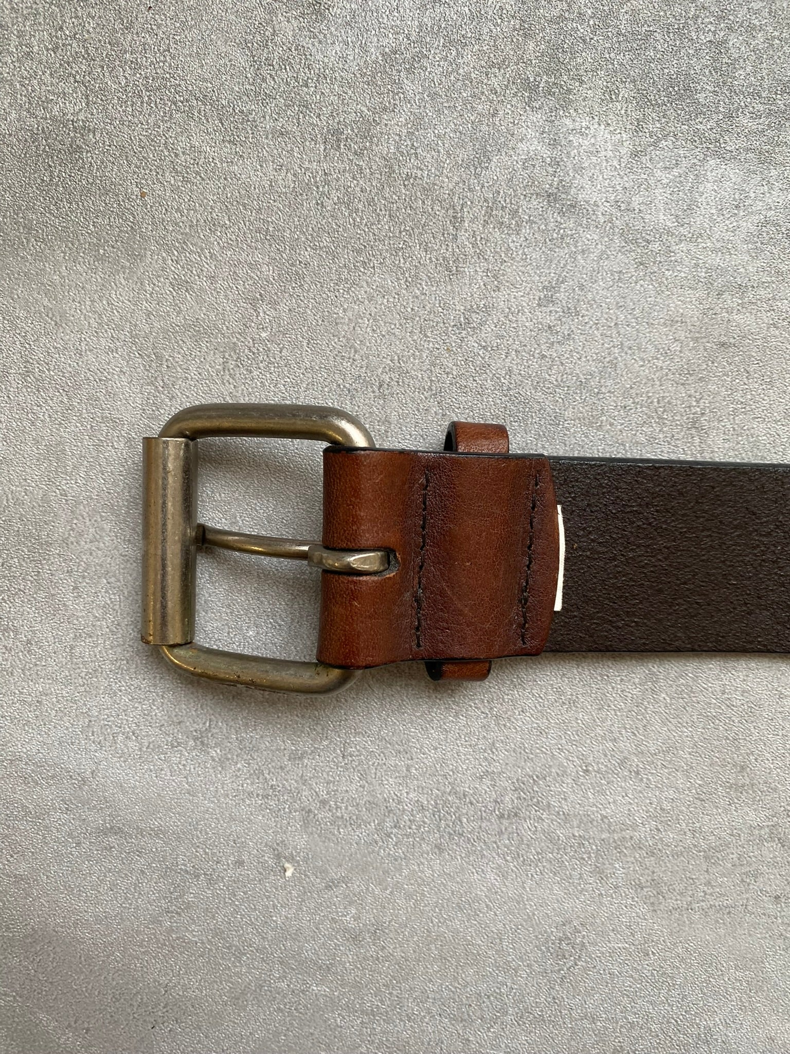 Vintage Oroton Brown Leather Belt Silver Buckle Size UK 16