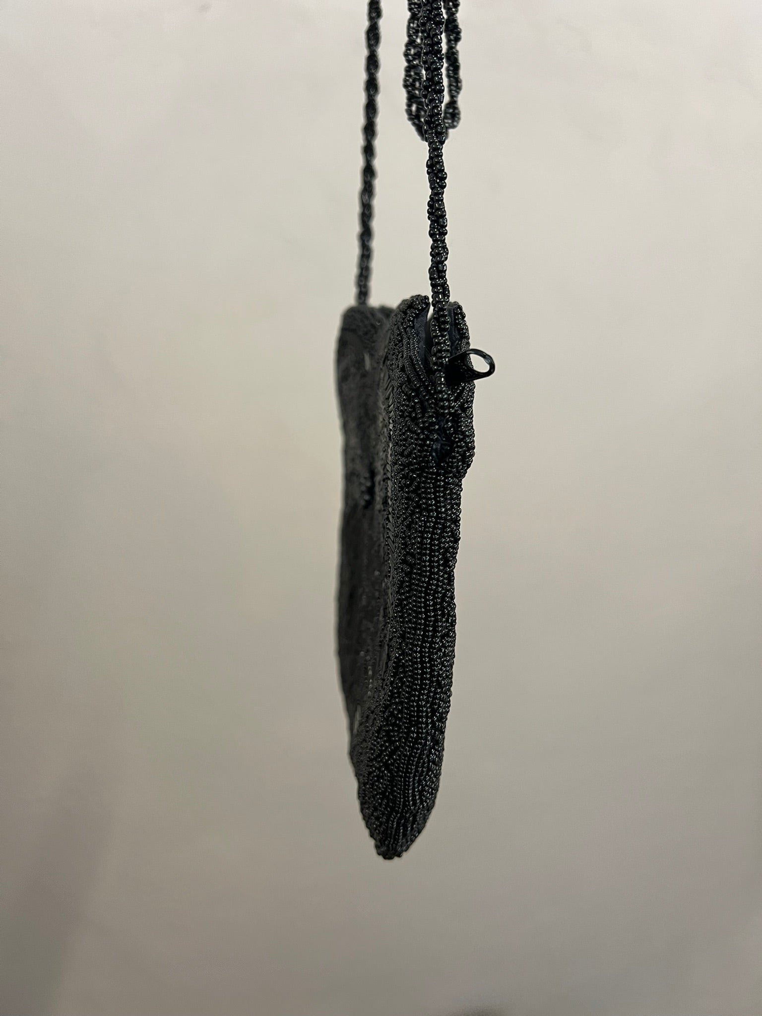 Evening Handbag Black Beaded Vintage 1990s Small Party Bag