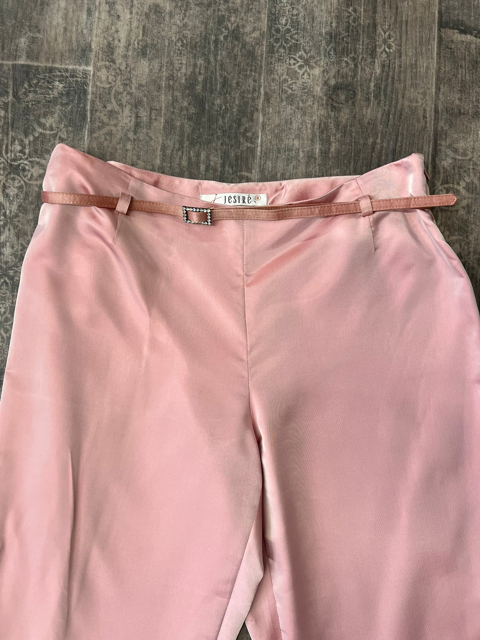 Vintage Pink Satin Suit Two Piece Jesiré Trousers and Blazer Set Co Ord UK 8