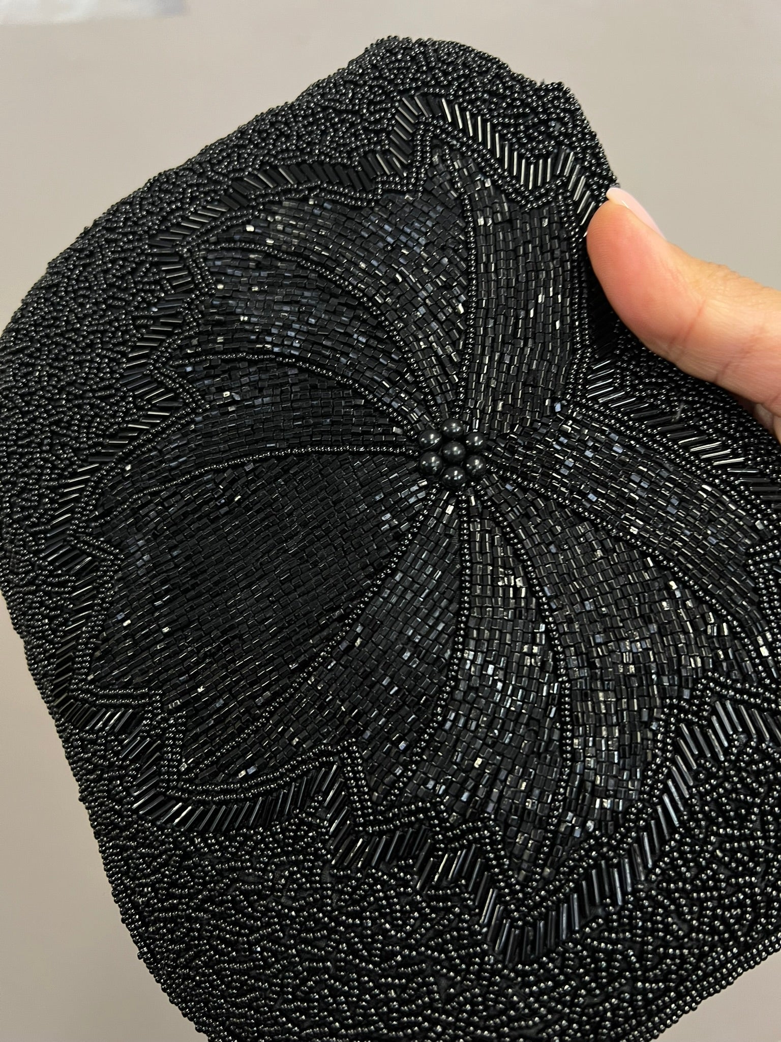 Evening Handbag Black Beaded Vintage 1990s Small Party Bag