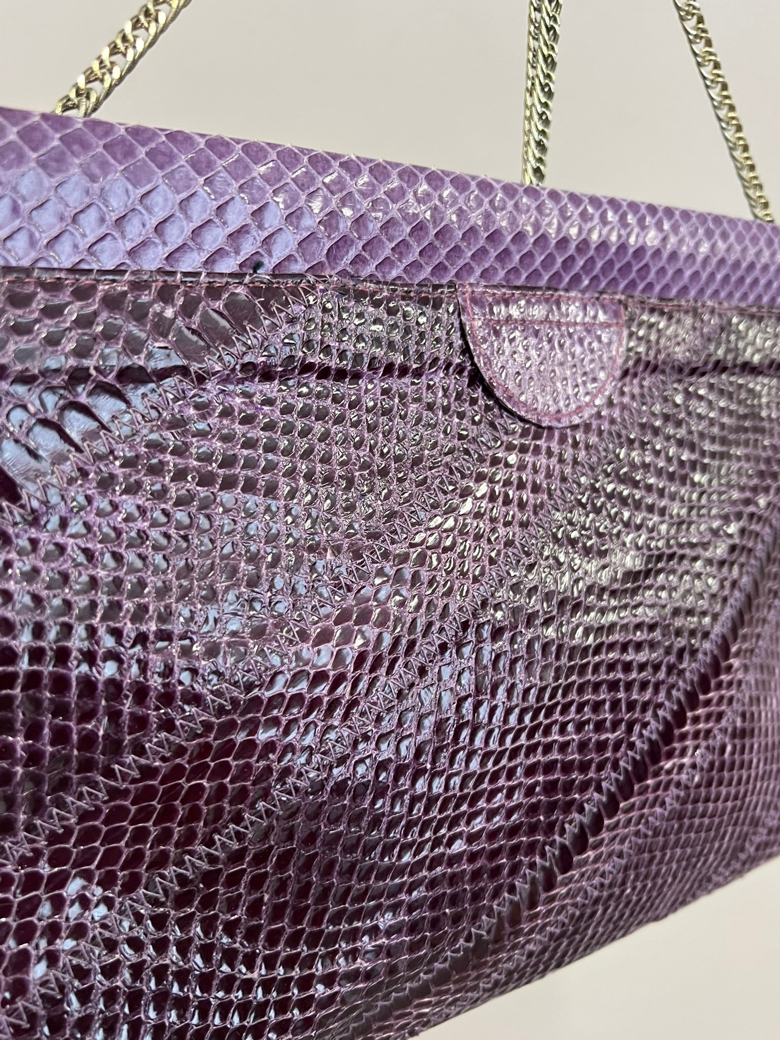 True Vintage 60s Purple Snakeskin Clutch Bag Evening Bag Snakeskin Crossbody