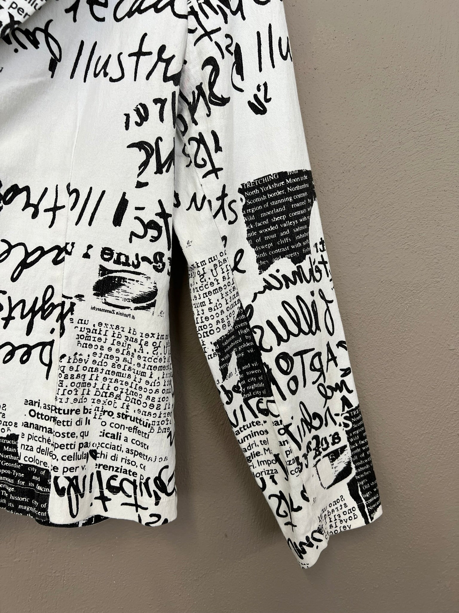 Vintage 90s Blazer Graffiti Bold Print Denim Jacket Tailored UK 12