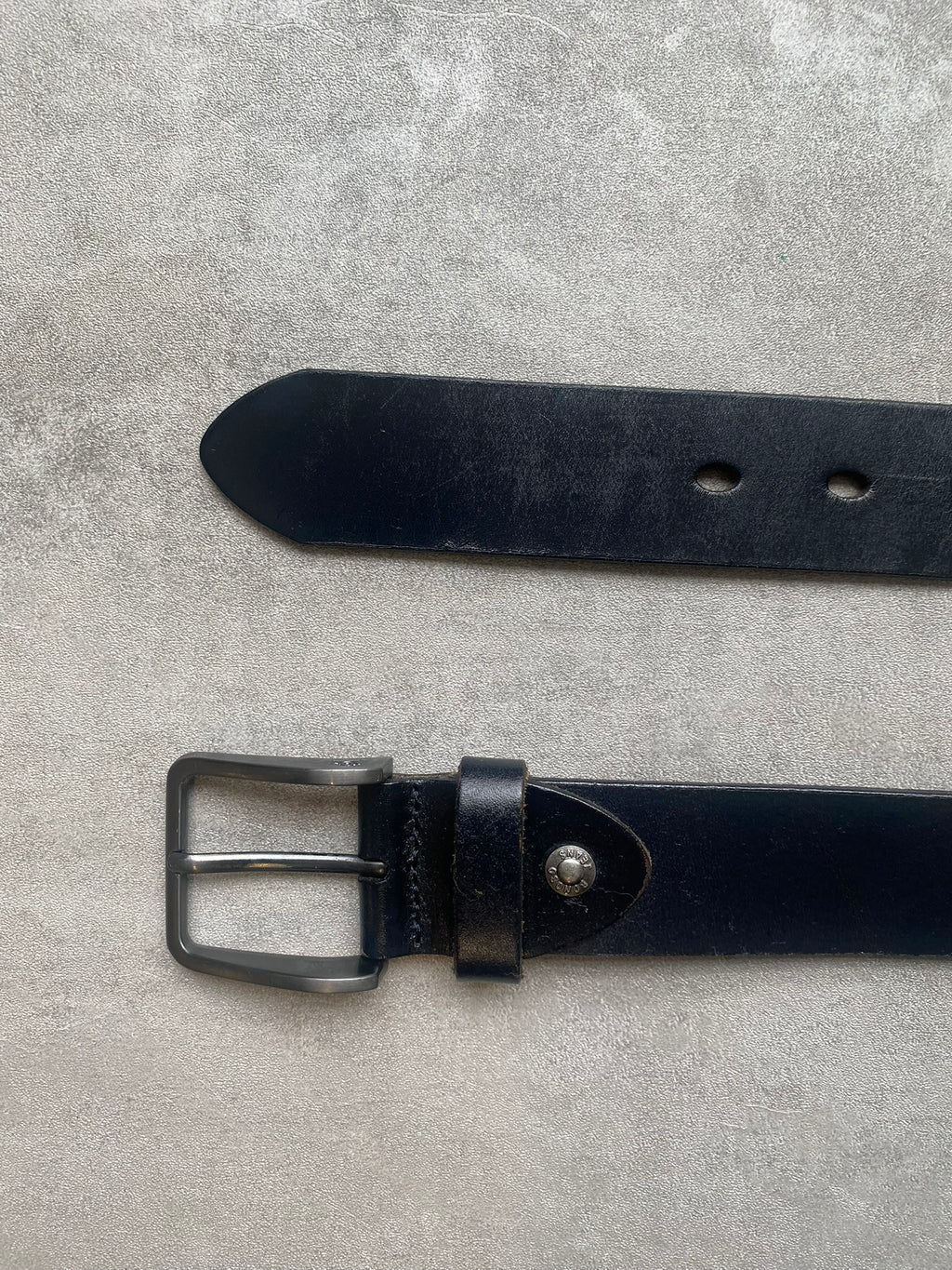 Vintage Bonapa Jeans Black Leather Belt Silver Buckle W32