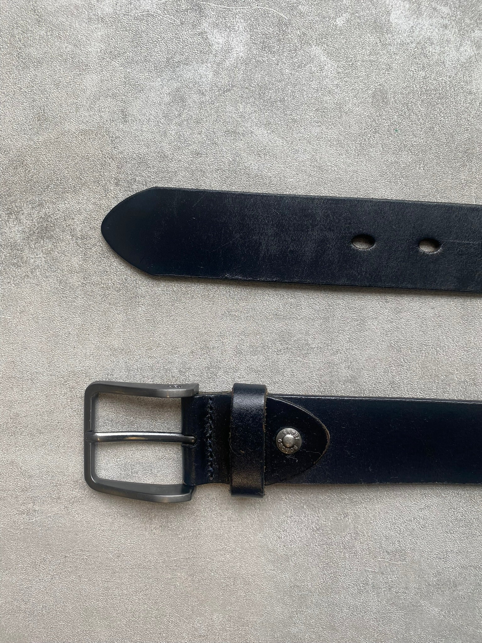 Vintage Bonapa Jeans Black Leather Belt Silver Buckle W32