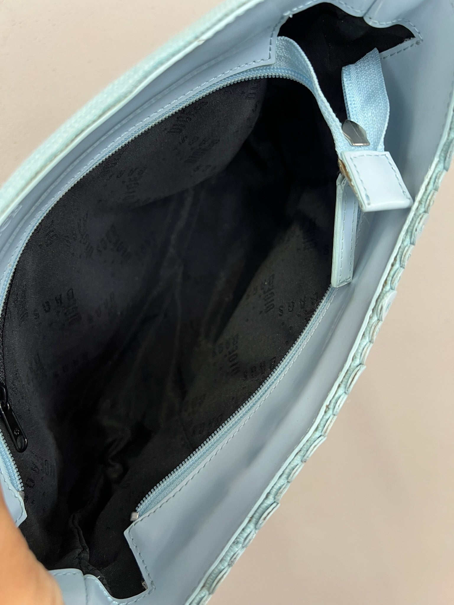 2000s Light Blue Shoulder Bag Linen Handbag Summer Bag