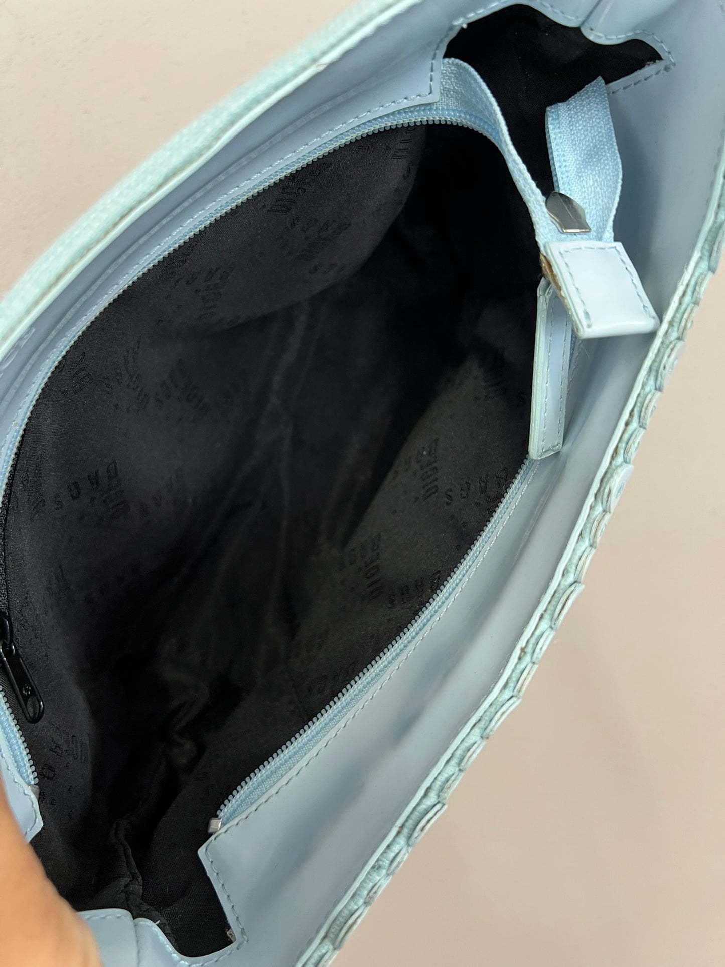 2000s Light Blue Shoulder Bag Linen Handbag Summer Bag