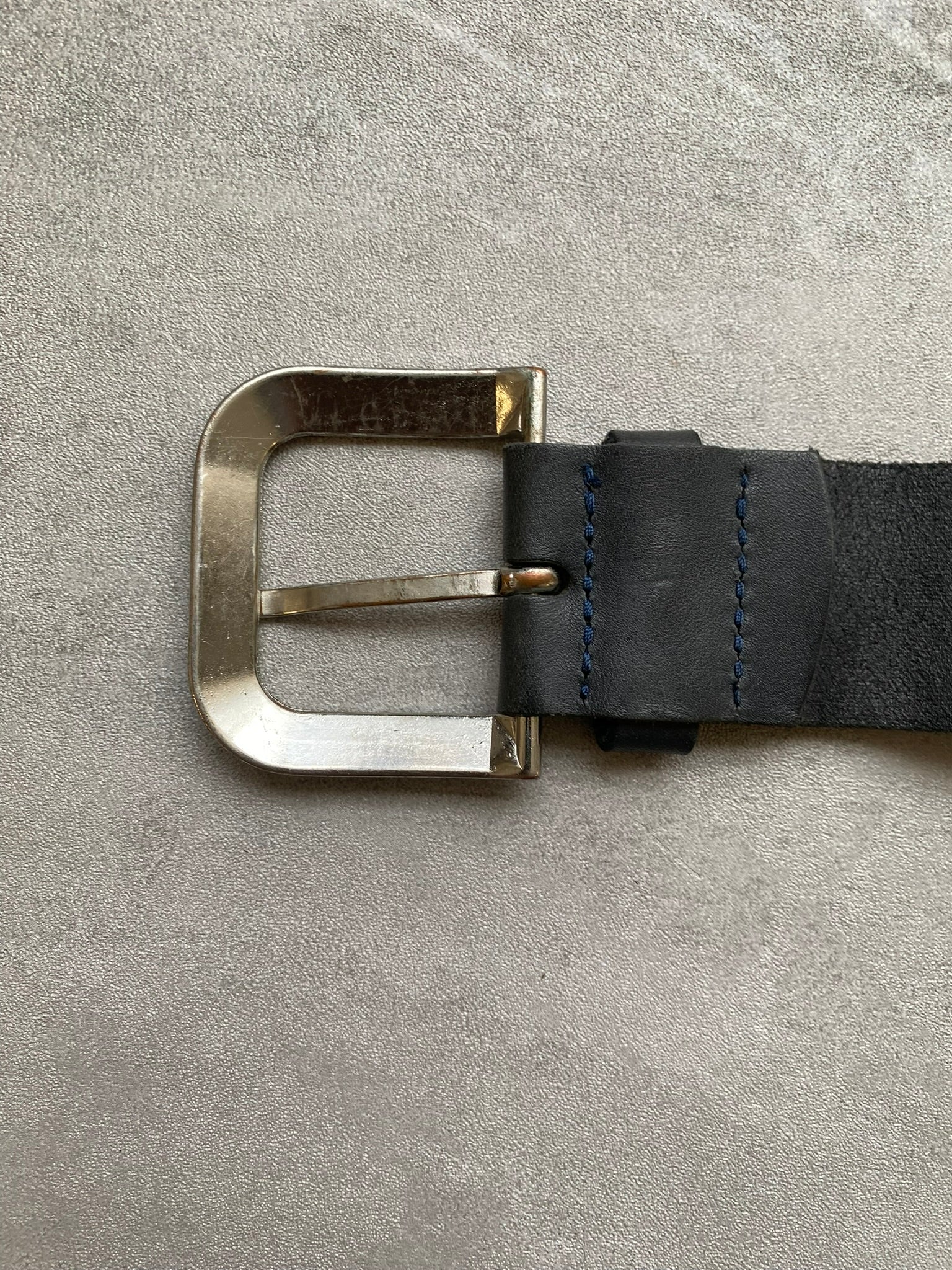 Vintage Belt 90s Black Leather Studded Silver Buckle Grommet Detail Size 95