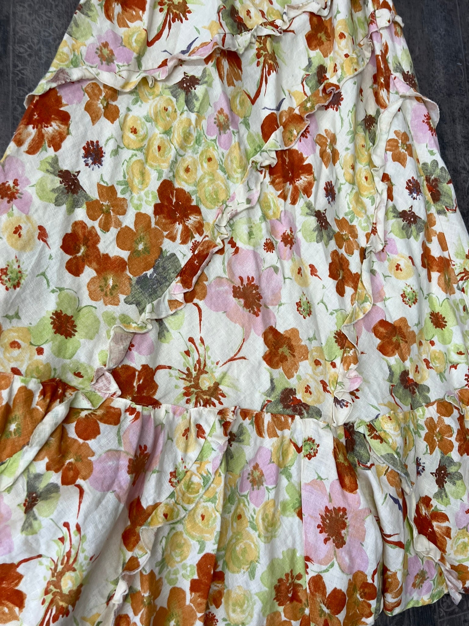 Vintage 100% Linen Long Dress Strapless Maxi Dress Cottagecore Summer Dress Size