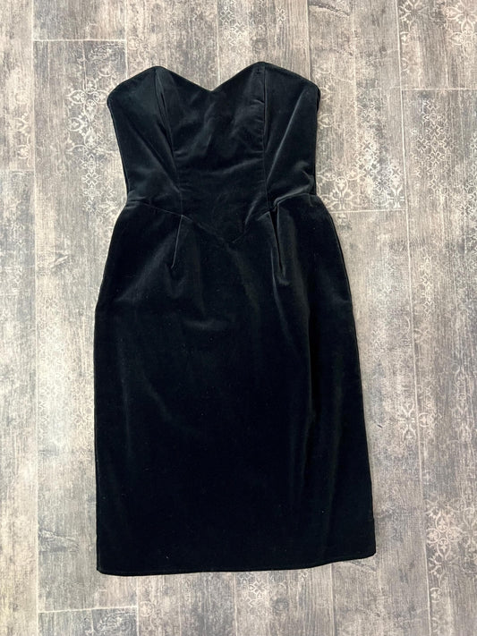 Black Velvet Strapless Dress Corseted Mini Dress Vintage 1990s Cocktail Party Dress