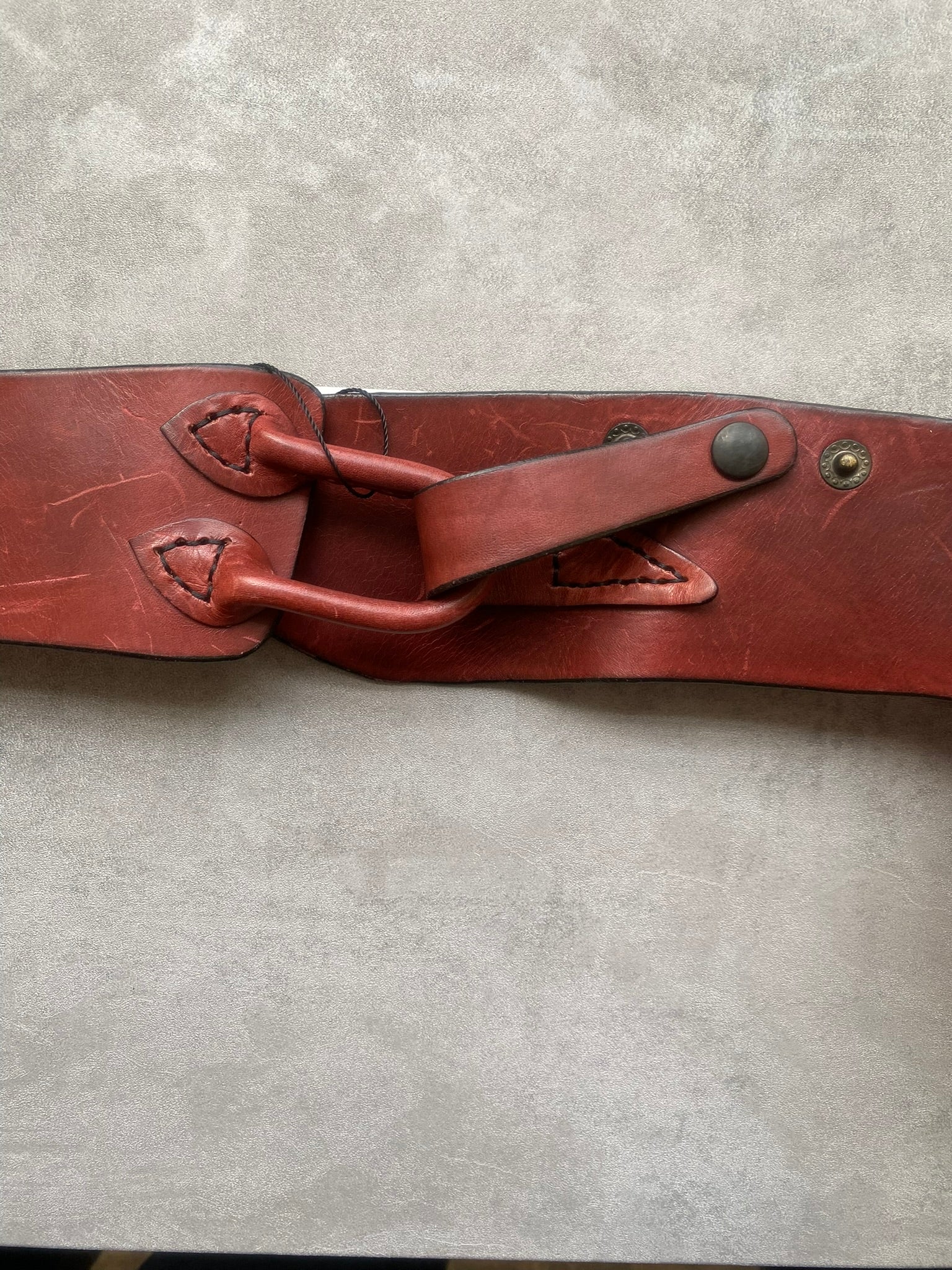 Vintage Brown Leather Wide Loop Belt Chunky Waist Belt