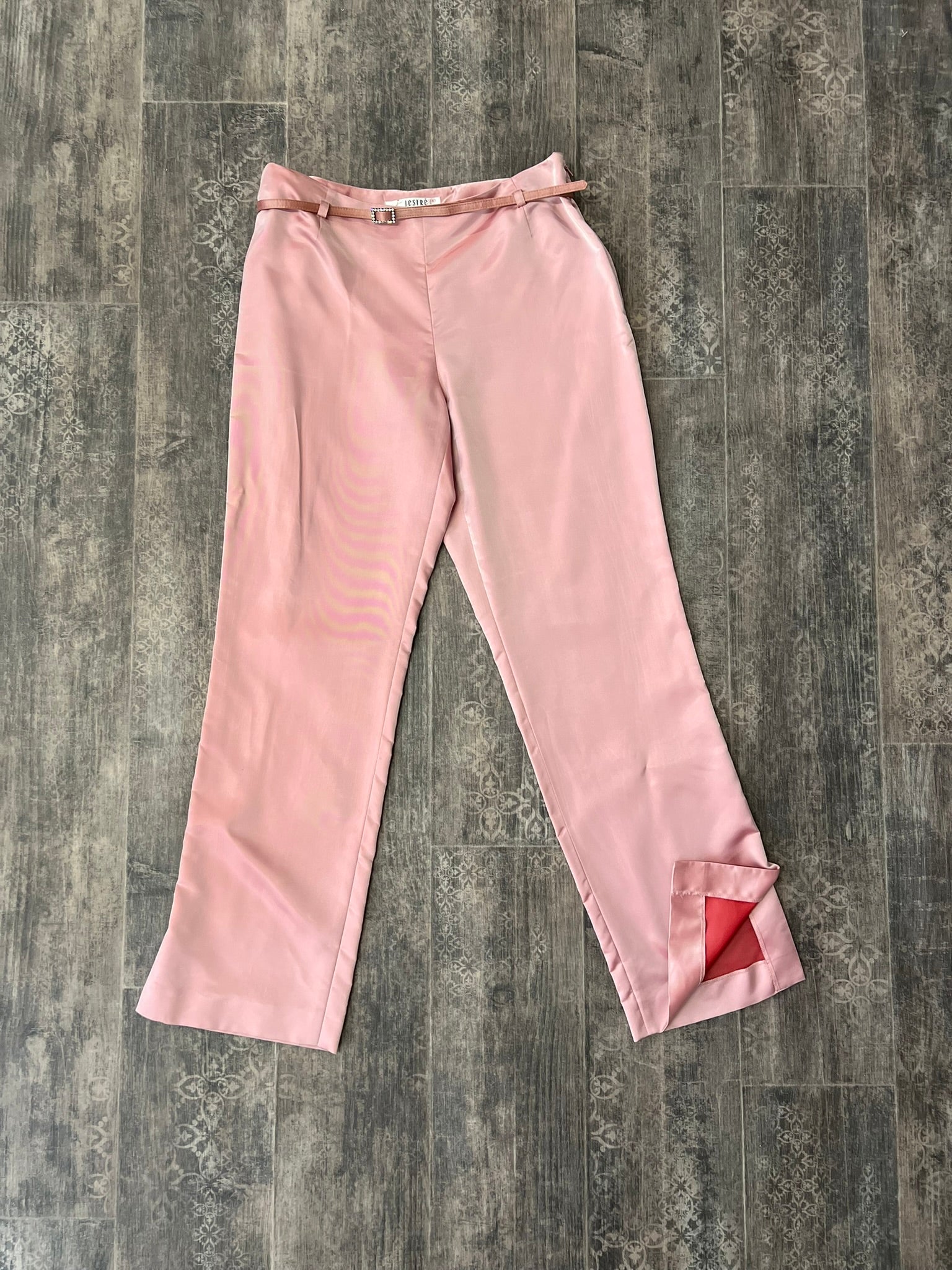 Vintage Pink Satin Suit Two Piece Jesiré Trousers and Blazer Set Co Ord UK 8