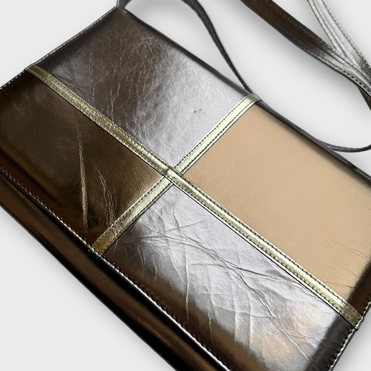 Vintage Shoulder Bag Silver and Gold Cross Body Bag 80s Handbag Blocked Patchwork