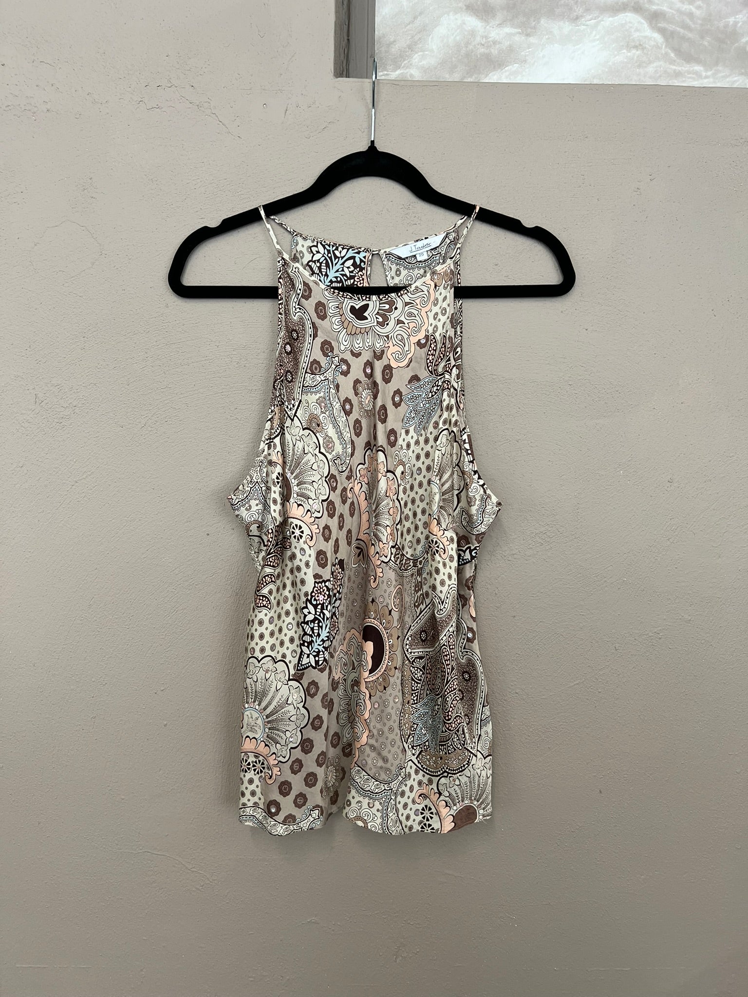 100% Silk Y2K Vintage Top Floral Sequin Sleeveless Top