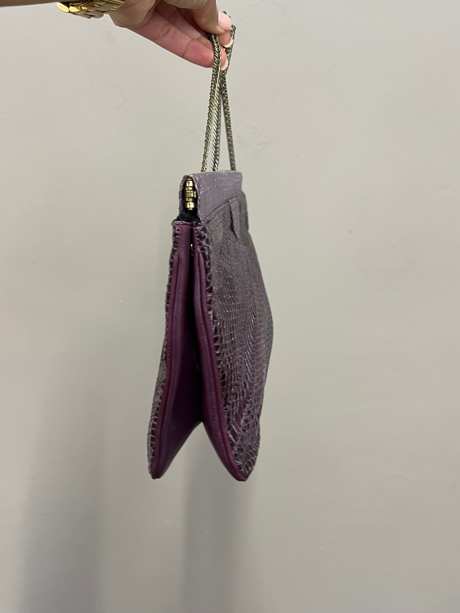 True Vintage 60s Purple Snakeskin Clutch Bag Evening Bag Snakeskin Crossbody