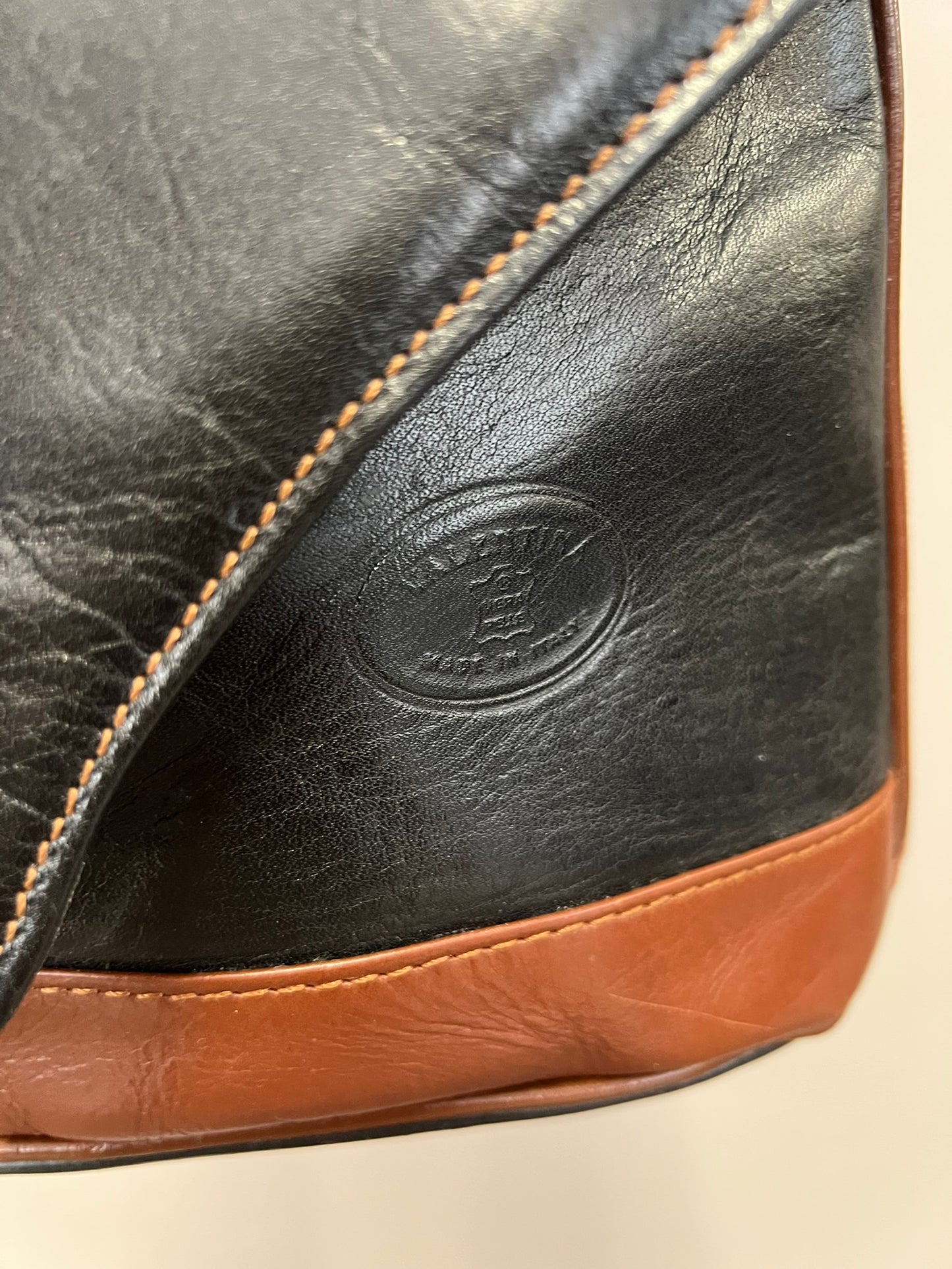 Vintage Leather Backpack Asymmetric Handbag Black and Brown 90s Vintage Bag