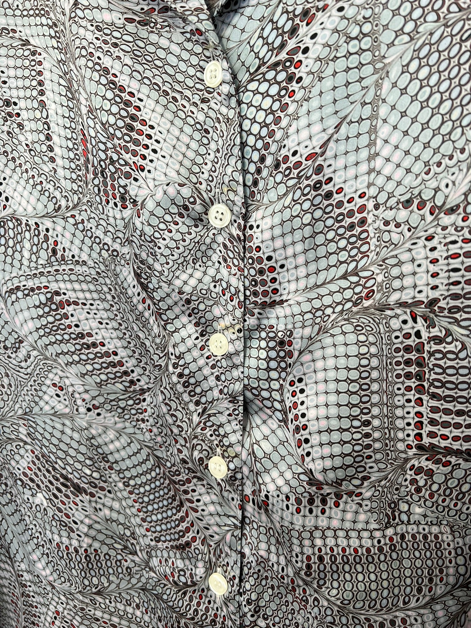 Y2K Silky Snake Print Shirt Abstract Geometric Button Up UK 14